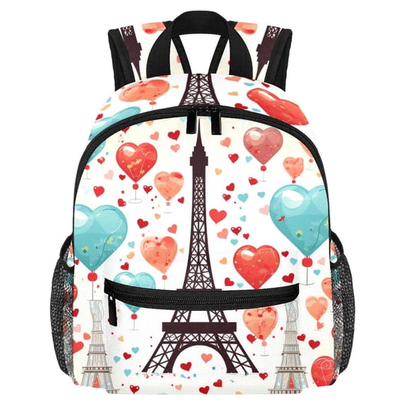 Eiffel Tower Valentine's Day Traveling Backpack with Adjustable Shoulder Strap, Large Capacity, Printed Design, Lightweight, Suitable, School Backpack Set, Large Backpack.