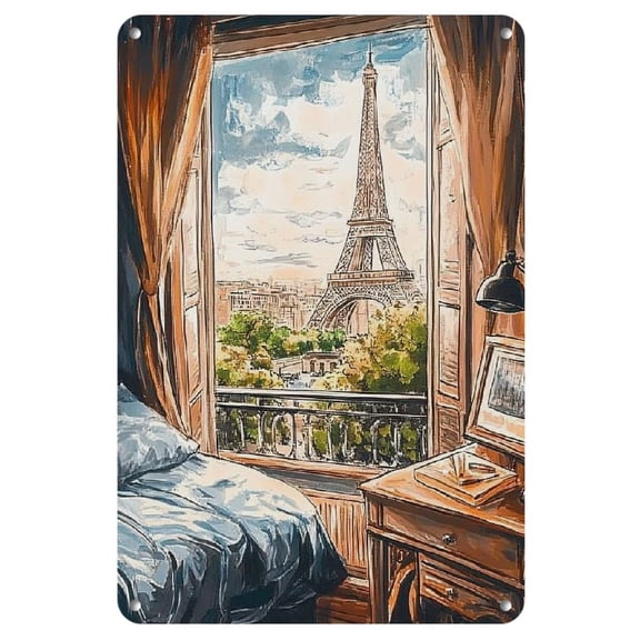 Eiffel Tower View Iron Wall Art, 8x12" - Elegant French-Inspired Home Decor for Bedroom &amp; Living Room, Perfect for Room Decor