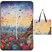 Eiffel Tower Waterproof Picnic Blanket with Foldable Zipper, Suitable for Outdoor Use, Suitable for Travel, Camping, Beaches, Parks, Grasslands, Picnic Blanket Accessories