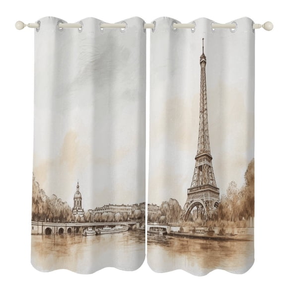 Eiffel Tower Window Curtain Panels Grommet Blackout Curtains Blackout Curtains for Living Room