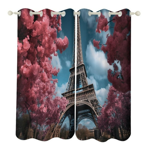 Eiffel Tower Window Curtain Panels Grommet Blackout Curtains Blackout Curtains for Living Room