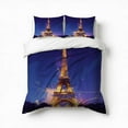thumbnail image 1 of Eiffel Tower With Flower Bedding Set 3 Pcs Soft Microfiber Quilt Cover For Bedroom Decor, Comforter Cover With 2 Pillowcase, 1 of 5