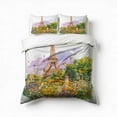 thumbnail image 1 of Eiffel Tower With Flower Bedding Set 3 Pcs Soft Microfiber Quilt Cover For Bedroom Decor, Comforter Cover With 2 Pillowcase, 1 of 5