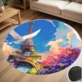 thumbnail image 1 of Eiffel Tower With Flower Round Carpet Living Room Bedroom Home Decoration Coffee Table Mat Lounge Rug Chair Mats, 1 of 5