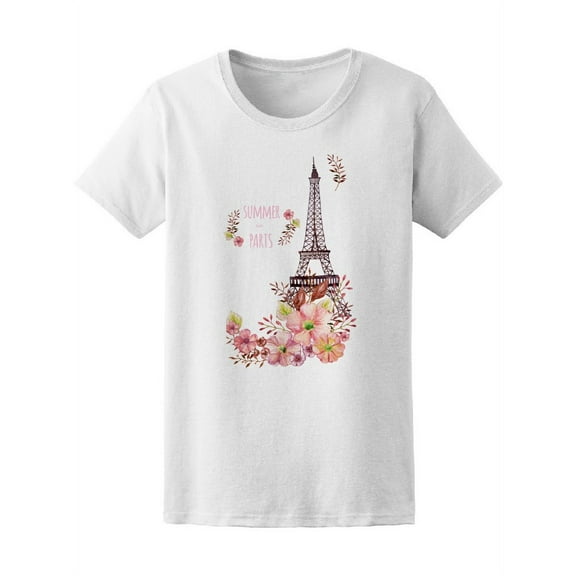 Eiffel Tower With Flowers T-Shirt Women -Image by Shutterstock, Female Small