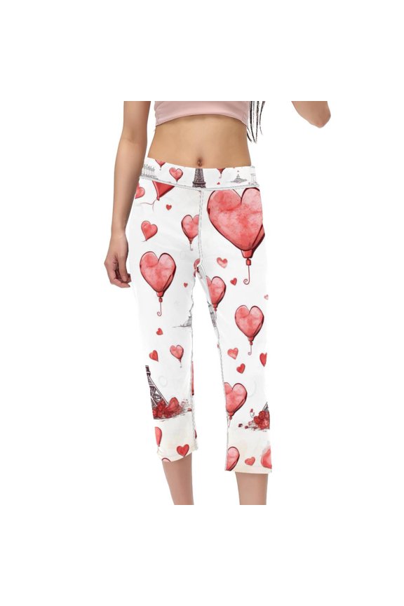 Eiffel Tower Women Pants High Waist Capris Printed Gym Leggings Compression Leggings for Running Fitness Yoga Non-See-Through