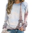 thumbnail image 1 of Eiffel Tower Women's Floral Printed Sweatshirt Long Sleeve Crewneck Casual Loose Vintage Graphic Pullover Tops, 1 of 7