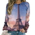 thumbnail image 1 of Eiffel Tower Womens Casual Crewneck Sweatshirt Long Sleeve Tops Cute Pullover Loose Fit, 1 of 7