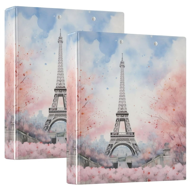 Eiffel Tower and Floral Hardcover 3 Ring Binder 1.5 inch Round Rings