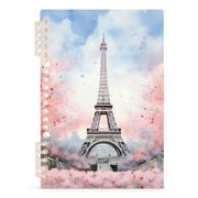 Eiffel Tower and Floral Spiral Journal Notebook College Ruled Notebook 8.3" x 5.7" A5 Lined Thick Paper Page
