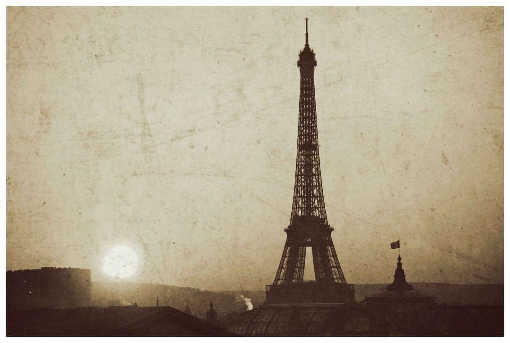"Eiffel Tower and Setting Sun" Painting Print on Wrapped Canvas