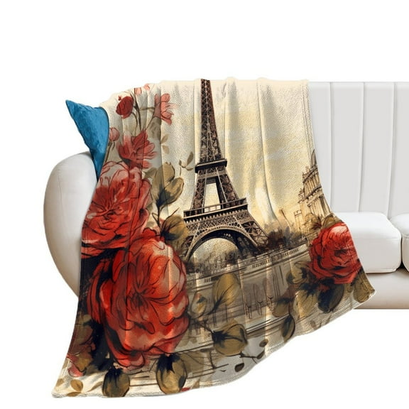 Eiffel Tower for Women Men Kids Flannel Throw Blankets Soft Fuzzy Lightweight for Home Decor Couch Bed Sofa