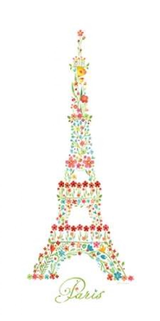Eiffel Tower in Flowers I Canvas Art - Stephanie Marrott (10 x 20)