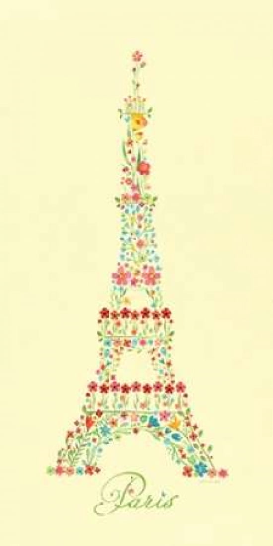 Eiffel Tower in Flowers II Canvas Art - Stephanie Marrott (24 x 48)
