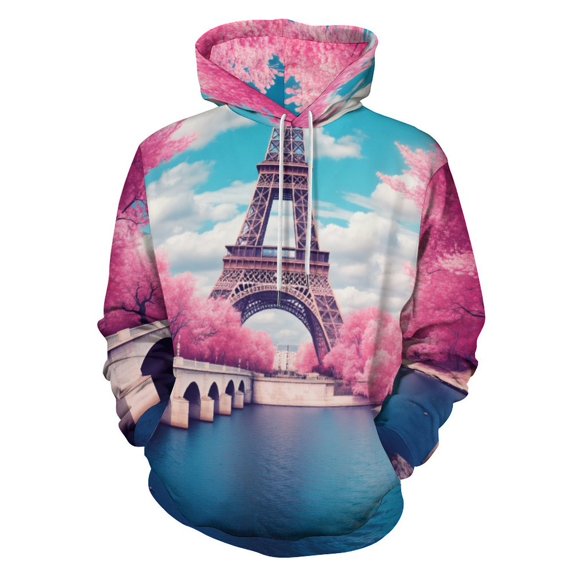Eiffel Tower in Pink Trees-1 3D Print Hoodie Men Women Autumn Thin Pullover Sweatshirt Vintage Streetwear Tops
