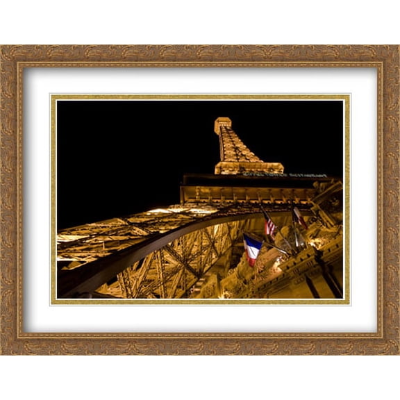 Eiffel Tower of the Paris Las Vegas Hotel 2x Matted 36x28 Large Gold Ornate Framed Art Print by The Cityscape Art Print Series