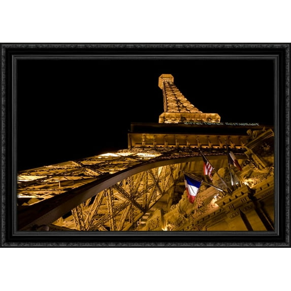 Eiffel Tower of the Paris Las Vegas Hotel 40x28 Large Black Ornate Wood Framed Canvas Art