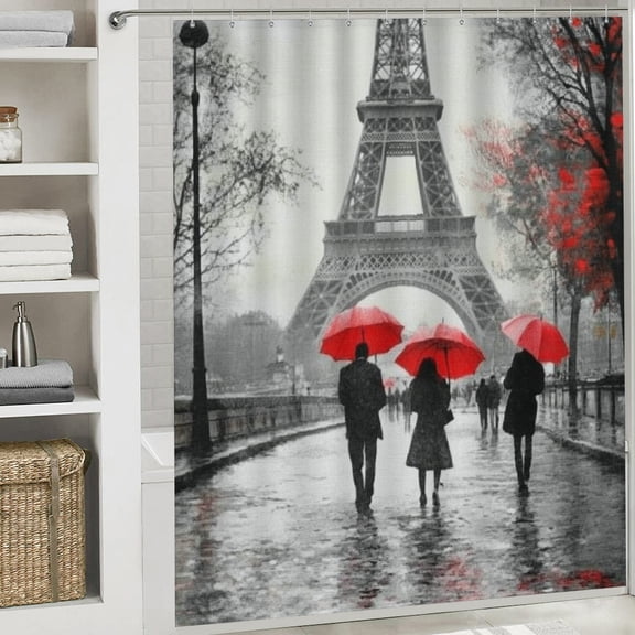 Eiffel Tower printed waterproof shower curtain Bathroom shower curtain Suitable for home bathrooms