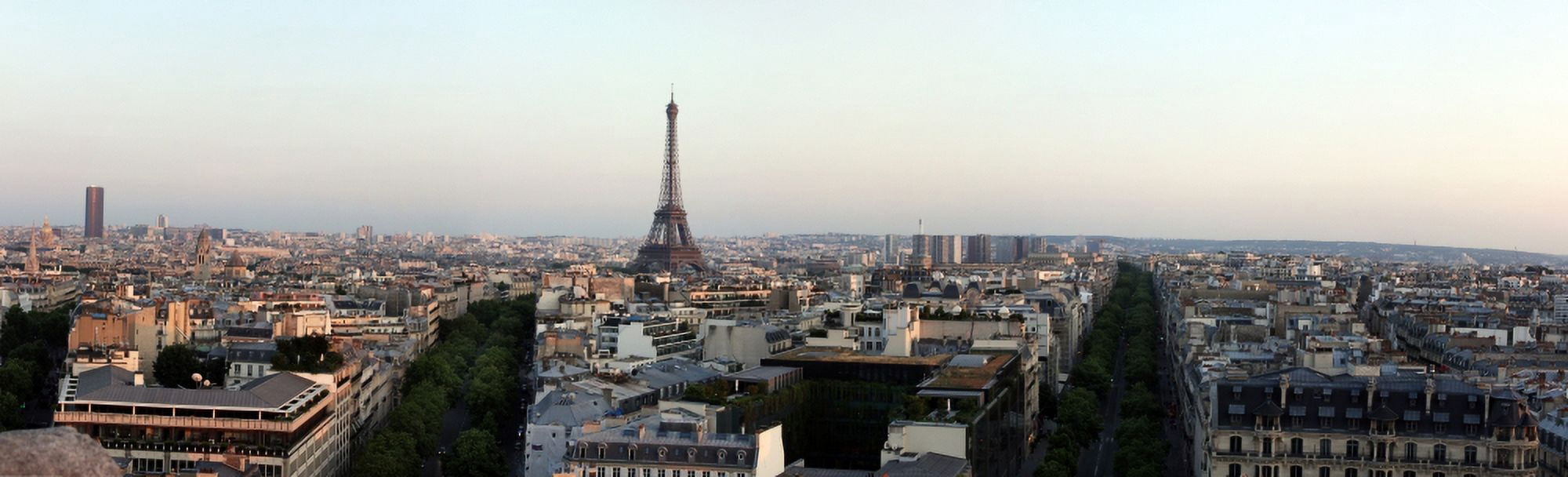 Eiffel Tower viewed from Arc de Triomphe ParisIle-de-France France Canvas Art - Panoramic Images (27 x 9)