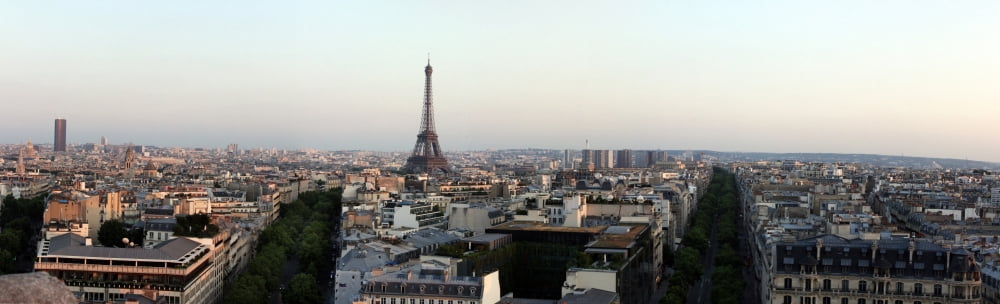 Eiffel Tower viewed from Arc de Triomphe ParisIle-de-France France Canvas Art - Panoramic Images (36 x 12)