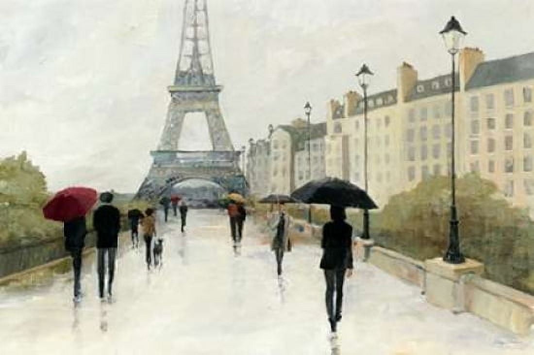 Eiffel in the Rain Marsala Umbrella Canvas Art - Avery Tillmon (24 x 36)
