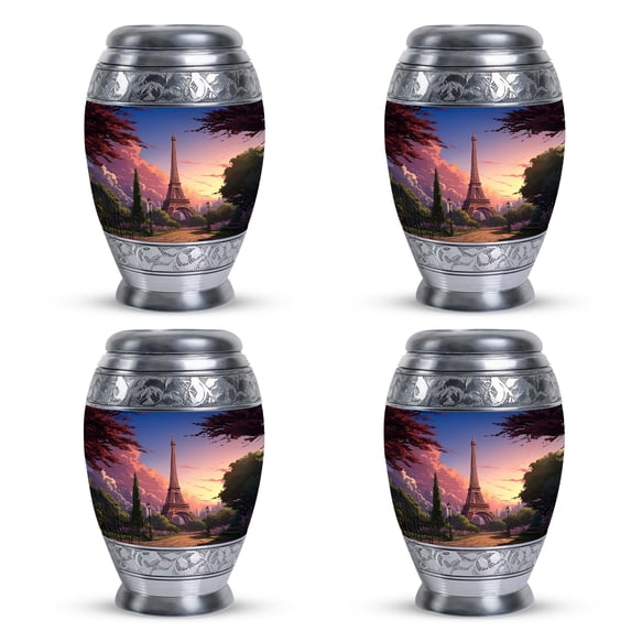 Eifil Tower Park View Urns For Ashes Adult Female Mom - Keepsakes For Ashes Of Loved Ones - Urn For Human Ashes - Funeral Urns For Adult Ashes Women - Small Cremation Urns For Human Ashes -3inch,4Pc