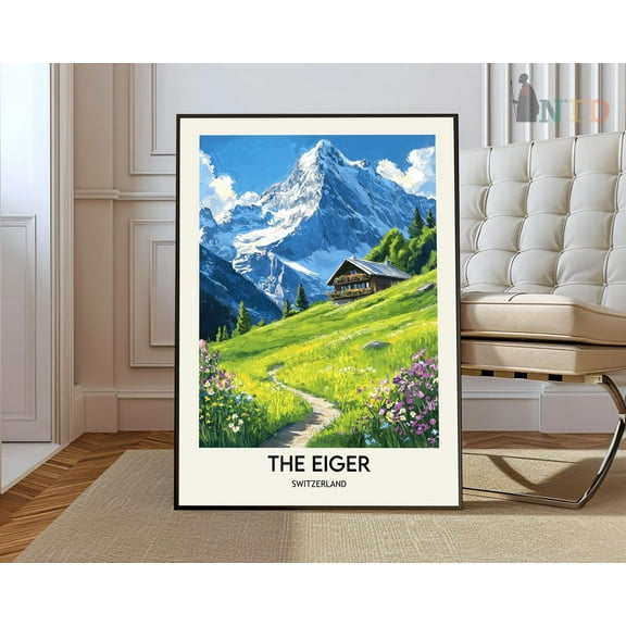 Eiger Bernese Alps Poster, Unframed Paper Poster 8x10in