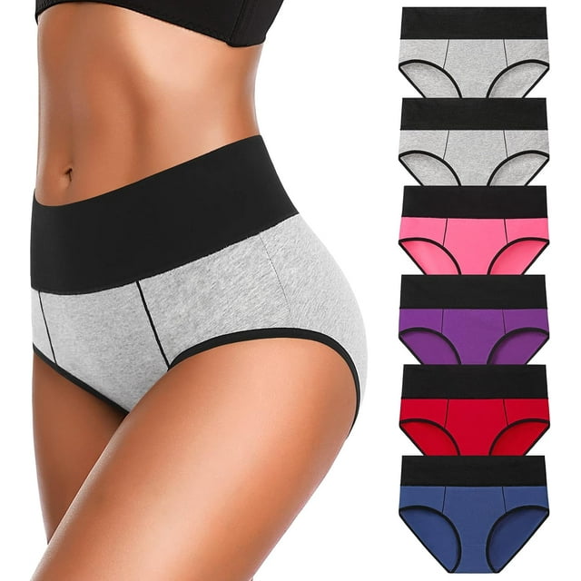 Eiggam Underwear for Women Cotton High Waist Panties Full Coverage Briefs Soft Strech Ladies