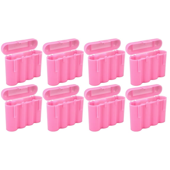 Eight (8) EBC Battery AA AAA Pink Plastic Battery Storage Case Holder Box USA Ship