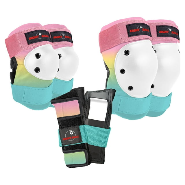 Eight Ball 3 Pack Knee Pads and Elbow Pads for Kids, Shaved Ice