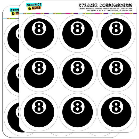 Eight Ball Pool Billiards 18 2" Planner Calendar Scrapbooking Crafting Stickers