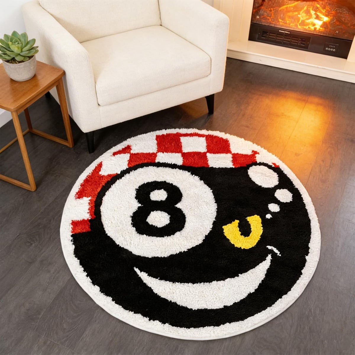 Dicor Rug Eight Ball Round Rug Sports Game Room Decor - Walmart.com