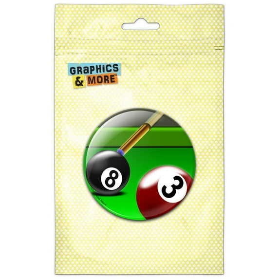 Eight Ball Three Ball Pool Billiards Refrigerator Button Magnet