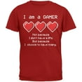 thumbnail image 1 of Eight Bit Three Lives Gamer Cardinal Red Adult T-Shirt, 1 of 1