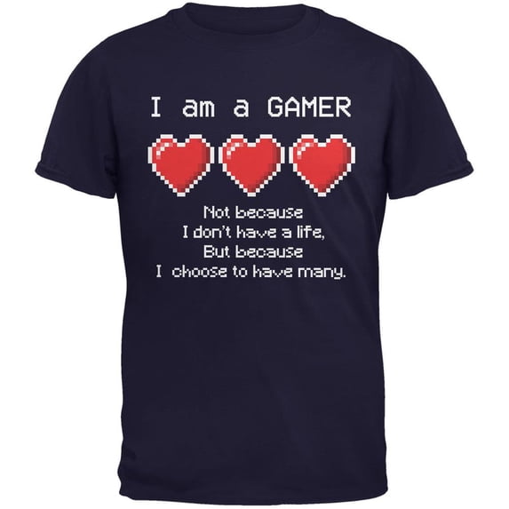 Eight Bit Three Lives Gamer Navy Youth T-Shirt - Youth Medium
