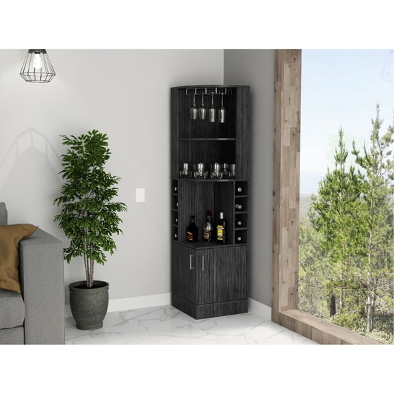 Eight Cubbies, Open Shelves - Multifunctional Bar Cabinet for Different Drink Sizes