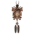 thumbnail image 1 of Eight Day Hunter's Cuckoo Clock with Hand-carved Maple Leaves, Rifles, and Buck, 1 of 1