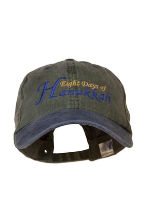 Eight Days of Hanukkah Embroidered Pigment Dyed Washed Cap - Olive Navy OSFM