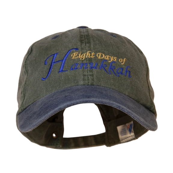 Eight Days of Hanukkah Embroidered Pigment Dyed Washed Cap - Olive Navy OSFM