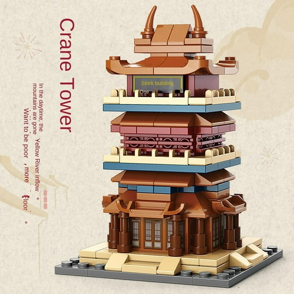 Eight Famous Buildings in Chinese Style, Yellow Crane Tower, Street View Assembly, Block Model Toys