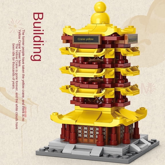 Eight Famous Buildings in Chinese Style, Yellow Crane Tower, Street View Assembly, Block Model Toys
