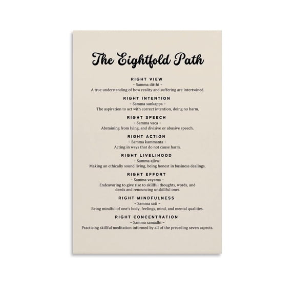 The Eight Fold Path Spiritual Wall Art Buddhist Compassion Quotes Poster (2) Canvas Painting Posters And Prints Wall Art for Living Room Bedroom Decor Poster.