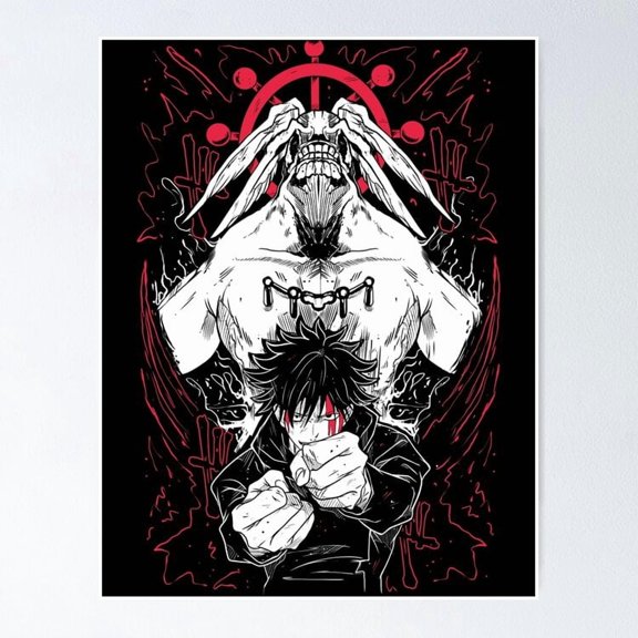 Eight Handled Divine General Summoning Ritual Spell Anime Wall Art, Unframed Canvas