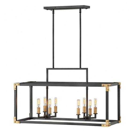 Eight Light Linear Chandelier In Transitional Style 34.5 Inches Wide By 19 Inches High Hinkley Lighting 4298Sk