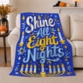 thumbnail image 1 of Eight Nights With Golden Candles, Cozy Flannel Blanket for Hanukkah Celebrants, Bright Festive Typography Illustration Composition Home Decor for Living Room and Bedroom, Appreciation Gift, 1 of 7