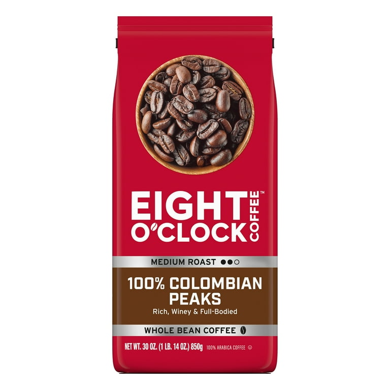 Eight O'Clock Coffee Medium Roast Whole Bean 100% Colombian Peaks