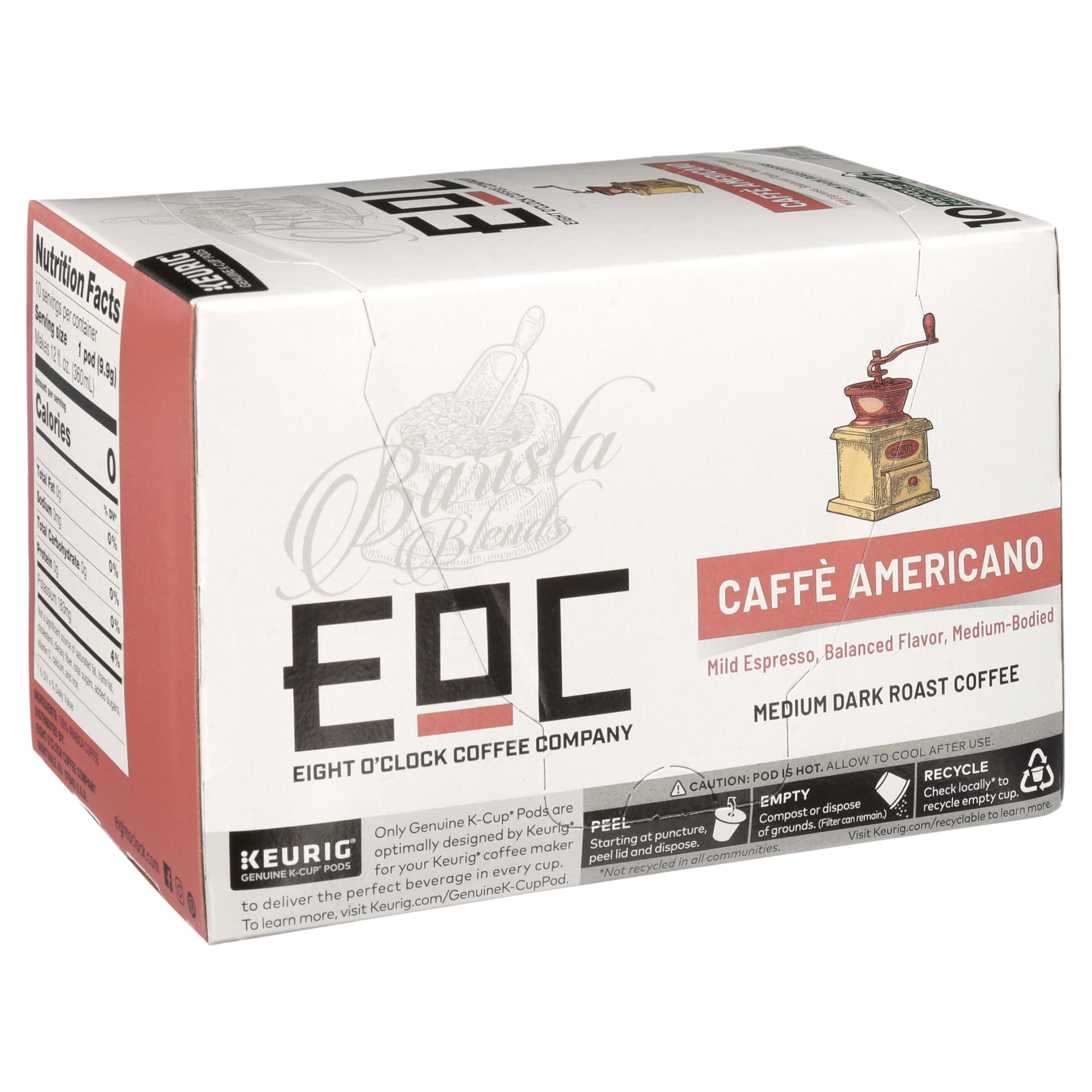 Eight O'Clock Barista Blends Caffe Americano Medium Dark Roast K-Cup Coffee Pods, 10 Ct.