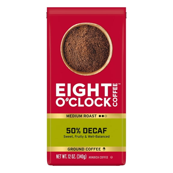 Eight O'Clock Coffee 50% .. Decaf, 12 Ounce (Pack .. of 6), Medium Roast .. Ground Half-Caf Coffee, 100% .. Arabica, Kosher Certified