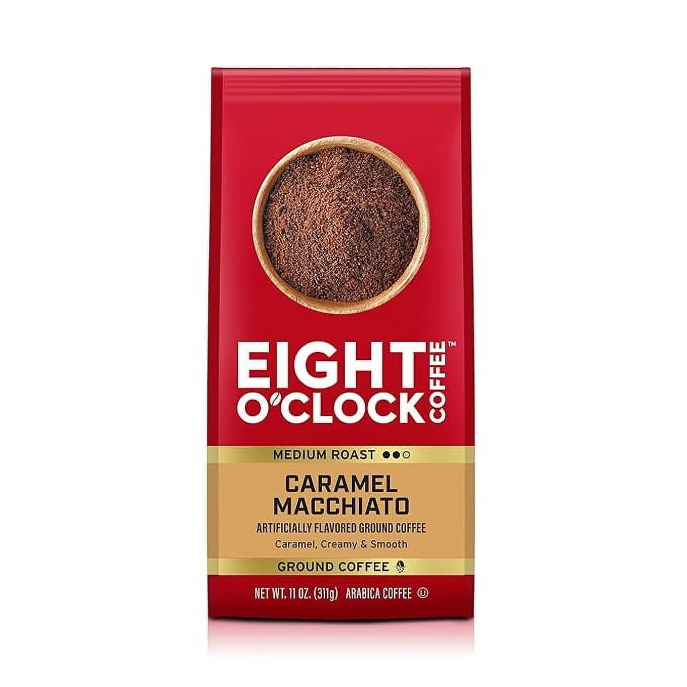 Eight O'Clock Coffee Caramel Macchiato, 11 Ounce (Pack of 1) Medium Roast 100% Arabica Ground Coffee, Caramel, Creamy, Smooth