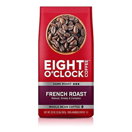 Eight O'Clock Coffee Dark French Roast, Whole Bean Coffee, 100% Arabica, Kosher Certified, 32 Oz
